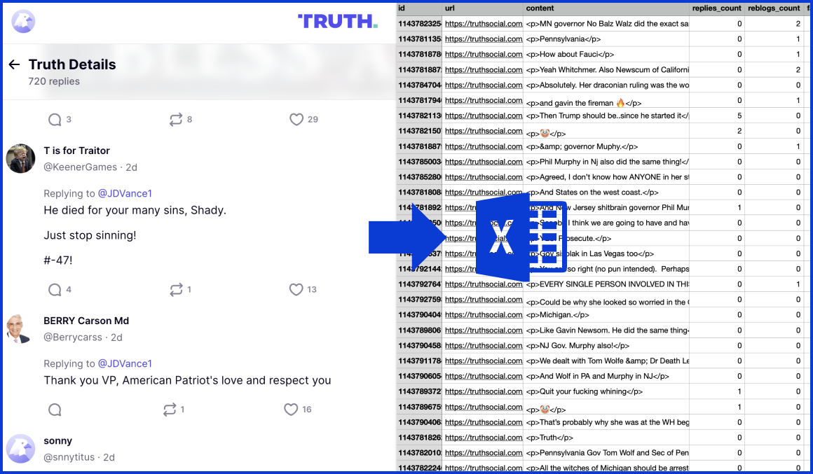 Truth Social Comments Scraper Tool Screenshot